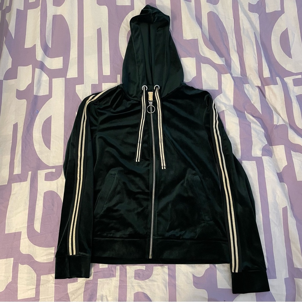 Esprit Green Velvet Zip Up Hoodie